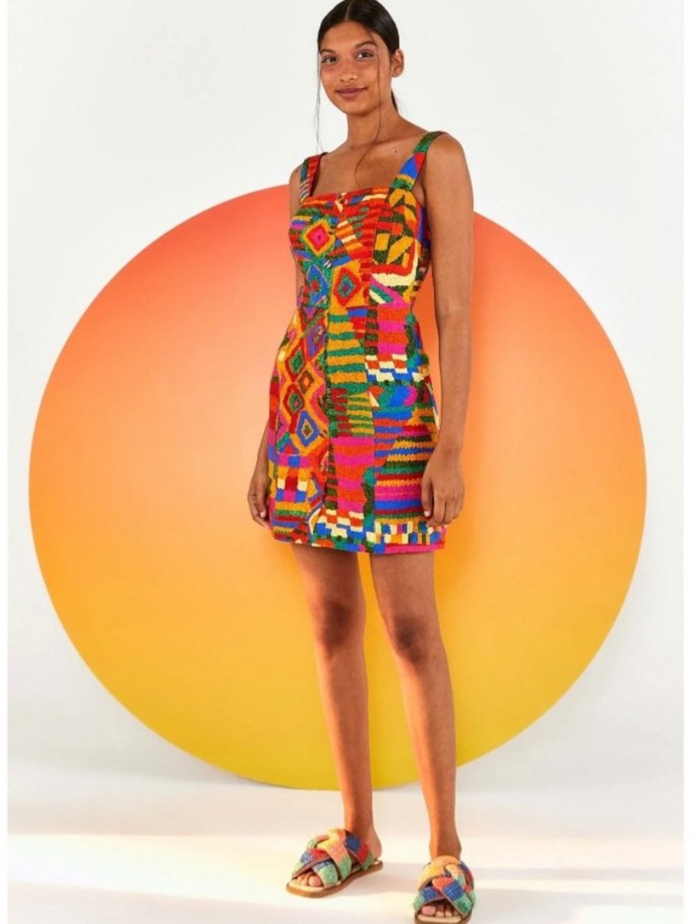 New Farm Rio Summer Patches Mini Dress Sz M
